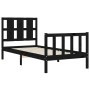 Bed frame with black solid wood headboard 90x200 cm by vidaXL, Beds and slatted bases - Ref: Foro24-3192220, Price: 145,90 €,...