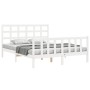 Double bed frame with white solid wood headboard by vidaXL, Beds and slatted bases - Ref: Foro24-3192107, Price: 145,79 €, Di...