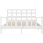 Double bed frame with white solid wood headboard by vidaXL, Beds and slatted bases - Ref: Foro24-3192107, Price: 145,79 €, Di...