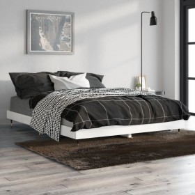 Glossy white engineered wood bed frame 140x190cm by vidaXL, Beds and slatted bases - Ref: Foro24-832175, Price: 141,99 €, Dis...