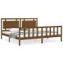 Estructura cama y cabecero madera maciza marrón miel 200x200 cm de vidaXL, Camas y somieres - Ref: Foro24-3192189, Precio: 17...