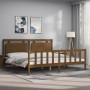 Honey brown solid wood bed frame and headboard 200x200 cm by vidaXL, Beds and slatted bases - Ref: Foro24-3192189, Price: 178...