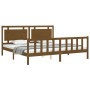 Honey brown solid wood bed frame and headboard 200x200 cm by vidaXL, Beds and slatted bases - Ref: Foro24-3192189, Price: 178...