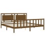 Estructura cama y cabecero madera maciza marrón miel 200x200 cm de vidaXL, Camas y somieres - Ref: Foro24-3192189, Precio: 17...