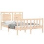 Estructura de cama con cabecero madera maciza 140x190 cm de vidaXL, Camas y somieres - Ref: Foro24-3192146, Precio: 132,71 €,...