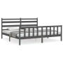 Gray solid wood bed frame with headboard 200x200 cm by vidaXL, Beds and slatted bases - Ref: Foro24-3192058, Price: 162,99 €,...