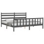 Gray solid wood bed frame with headboard 200x200 cm by vidaXL, Beds and slatted bases - Ref: Foro24-3192058, Price: 162,99 €,...