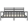 Gray solid wood bed frame with headboard 200x200 cm by vidaXL, Beds and slatted bases - Ref: Foro24-3192058, Price: 162,99 €,...