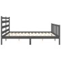 Gray solid wood bed frame with headboard 200x200 cm by vidaXL, Beds and slatted bases - Ref: Foro24-3192058, Price: 162,99 €,...