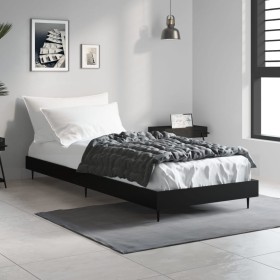 Black engineered wood bed frame 75x190 cm by vidaXL, Beds and slatted bases - Ref: Foro24-832310, Price: 73,29 €, Discount: %