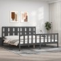 Gray solid wood bed frame with headboard 180x200 cm by vidaXL, Beds and slatted bases - Ref: Foro24-3192248, Price: 186,80 €,...