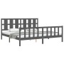 Gray solid wood bed frame with headboard 180x200 cm by vidaXL, Beds and slatted bases - Ref: Foro24-3192248, Price: 186,99 €,...