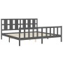 Gray solid wood bed frame with headboard 180x200 cm by vidaXL, Beds and slatted bases - Ref: Foro24-3192248, Price: 186,99 €,...