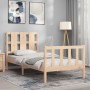 Bed frame with solid wood headboard 90x190 cm by vidaXL, Beds and slatted bases - Ref: Foro24-3192196, Price: 98,64 €, Discou...