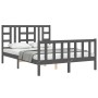 Estructura de cama con cabecero madera maciza gris 160x200 cm de vidaXL, Camas y somieres - Ref: Foro24-3191983, Precio: 155,...