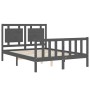 Gray solid wood bed frame with headboard 140x190 cm by vidaXL, Beds and slatted bases - Ref: Foro24-3192148, Price: 157,74 €,...