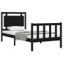 Bed frame with black solid wood headboard 100x200 cm by vidaXL, Beds and slatted bases - Ref: Foro24-3192160, Price: 139,40 €...