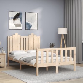 Double bed frame with solid wood headboard by vidaXL, Beds and slatted bases - Ref: Foro24-3192266, Price: 119,14 €, Discount: %