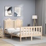 Double bed frame with solid wood headboard by vidaXL, Beds and slatted bases - Ref: Foro24-3192266, Price: 119,99 €, Discount: %