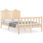 Double bed frame with solid wood headboard by vidaXL, Beds and slatted bases - Ref: Foro24-3192266, Price: 119,99 €, Discount: %