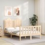 Double bed frame with solid wood headboard by vidaXL, Beds and slatted bases - Ref: Foro24-3192266, Price: 119,99 €, Discount: %