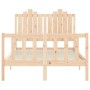 Double bed frame with solid wood headboard by vidaXL, Beds and slatted bases - Ref: Foro24-3192266, Price: 119,99 €, Discount: %