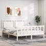 White solid wood bed frame with headboard 160x200 cm by vidaXL, Beds and slatted bases - Ref: Foro24-3192177, Price: 170,85 €...