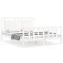 White solid wood bed frame with headboard 160x200 cm by vidaXL, Beds and slatted bases - Ref: Foro24-3192177, Price: 170,85 €...