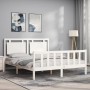 White solid wood bed frame with headboard 160x200 cm by vidaXL, Beds and slatted bases - Ref: Foro24-3192177, Price: 170,85 €...