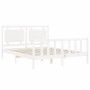 White solid wood bed frame with headboard 160x200 cm by vidaXL, Beds and slatted bases - Ref: Foro24-3192177, Price: 170,85 €...