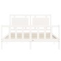 White solid wood bed frame with headboard 160x200 cm by vidaXL, Beds and slatted bases - Ref: Foro24-3192177, Price: 170,85 €...