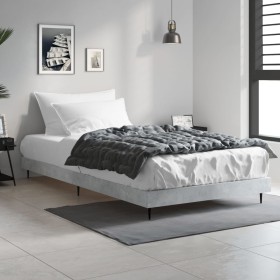 Concrete gray engineered wood bed frame 90x190 cm by vidaXL, Beds and slatted bases - Ref: Foro24-832305, Price: 75,99 €, Dis...