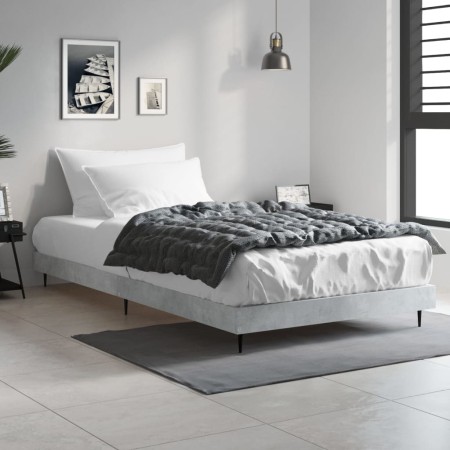 Concrete gray engineered wood bed frame 90x190 cm by vidaXL, Beds and slatted bases - Ref: Foro24-832305, Price: 78,96 €, Dis...