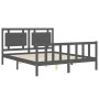 Estructura de cama matrimonio con cabecero madera maciza gris de vidaXL, Camas y somieres - Ref: Foro24-3192173, Precio: 182,...