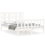 White solid wood bed frame with headboard 140x190 cm by vidaXL, Beds and slatted bases - Ref: Foro24-3192212, Price: 140,52 €...