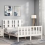 White solid wood bed frame with headboard 140x190 cm by vidaXL, Beds and slatted bases - Ref: Foro24-3192212, Price: 140,52 €...