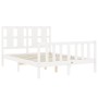 White solid wood bed frame with headboard 140x190 cm by vidaXL, Beds and slatted bases - Ref: Foro24-3192212, Price: 140,52 €...