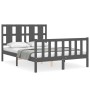 Gray solid wood bed frame with headboard 120x200 cm by vidaXL, Beds and slatted bases - Ref: Foro24-3192228, Price: 155,99 €,...