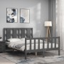 Gray solid wood bed frame with headboard 120x200 cm by vidaXL, Beds and slatted bases - Ref: Foro24-3192228, Price: 155,99 €,...