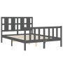 Gray solid wood bed frame with headboard 120x200 cm by vidaXL, Beds and slatted bases - Ref: Foro24-3192228, Price: 155,99 €,...