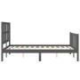 Gray solid wood bed frame with headboard 120x200 cm by vidaXL, Beds and slatted bases - Ref: Foro24-3192228, Price: 155,99 €,...