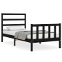 Bed frame with black solid wood headboard 90x200 cm by vidaXL, Beds and slatted bases - Ref: Foro24-3191895, Price: 143,12 €,...