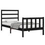 Bed frame with black solid wood headboard 90x200 cm by vidaXL, Beds and slatted bases - Ref: Foro24-3191895, Price: 143,12 €,...