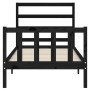 Bed frame with black solid wood headboard 90x200 cm by vidaXL, Beds and slatted bases - Ref: Foro24-3191895, Price: 143,12 €,...