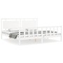 White solid wood bed frame with headboard 200x200 cm by vidaXL, Beds and slatted bases - Ref: Foro24-3192187, Price: 175,29 €...