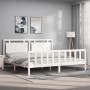 White solid wood bed frame with headboard 200x200 cm by vidaXL, Beds and slatted bases - Ref: Foro24-3192187, Price: 175,29 €...