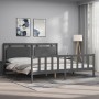 Gray solid wood bed frame with headboard 200x200 cm by vidaXL, Beds and slatted bases - Ref: Foro24-3192188, Price: 186,13 €,...