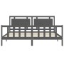 Gray solid wood bed frame with headboard 200x200 cm by vidaXL, Beds and slatted bases - Ref: Foro24-3192188, Price: 186,13 €,...