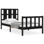 Estructura de cama con cabecero madera maciza negro 90x190 cm de vidaXL, Camas y somieres - Ref: Foro24-3192200, Precio: 136,...