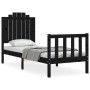 Single bed frame with black solid wood headboard by vidaXL, Beds and slatted bases - Ref: Foro24-3192260, Price: 131,78 €, Di...